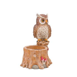 English Elm Decorative Polyresin Owl Sculpture Branch Planter Woodland Porch Garden Accent Piece W5398P487665