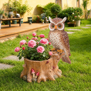 English Elm Decorative Polyresin Owl Sculpture Branch Planter Woodland Porch Garden Accent Piece W5398P487665