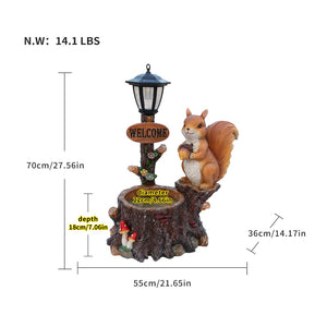 English Elm Cute Squirrel Polyresin Garden Planter with Vintage Lantern Whimsical Patio Accent W5398P487667