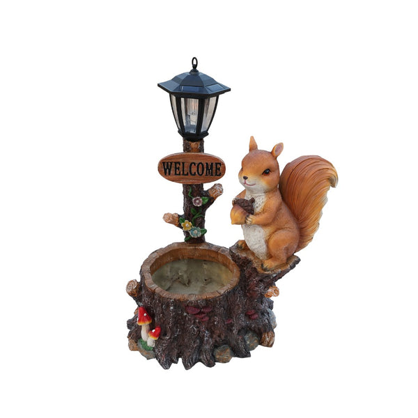 English Elm Cute Squirrel Polyresin Garden Planter with Vintage Lantern Whimsical Patio Accent W5398P487667