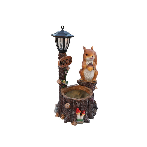 English Elm Cute Squirrel Polyresin Garden Planter with Vintage Lantern Whimsical Patio Accent W5398P487667