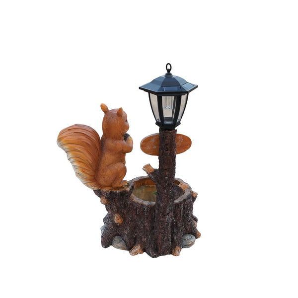 English Elm Cute Squirrel Polyresin Garden Planter with Vintage Lantern Whimsical Patio Accent W5398P487667