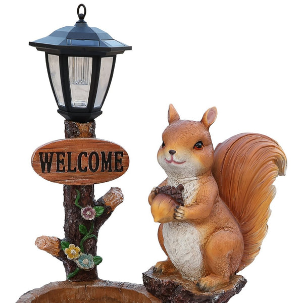 English Elm Cute Squirrel Polyresin Garden Planter with Vintage Lantern Whimsical Patio Accent W5398P487667
