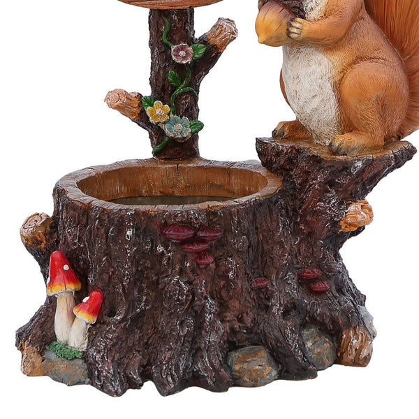 English Elm Cute Squirrel Polyresin Garden Planter with Vintage Lantern Whimsical Patio Accent W5398P487667
