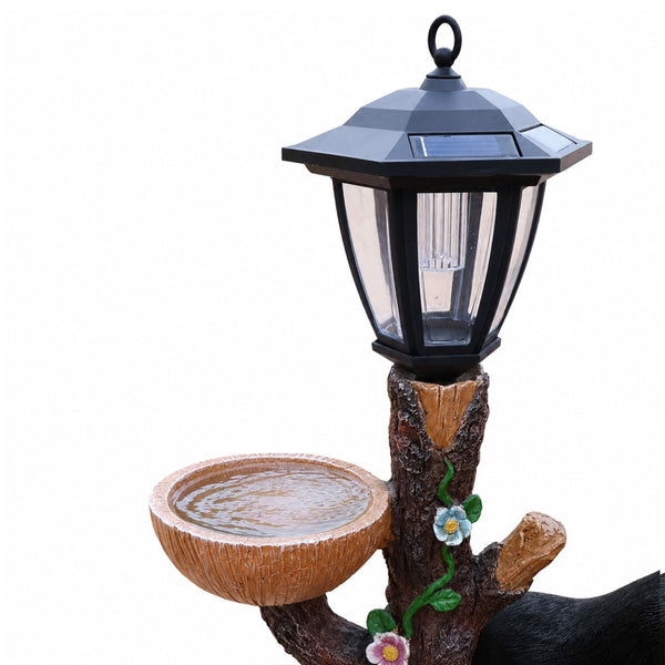 English Elm Decorative Polyresin Black Bear Solar Lantern Planter for Outdoor Garden Lawn W5398P487668
