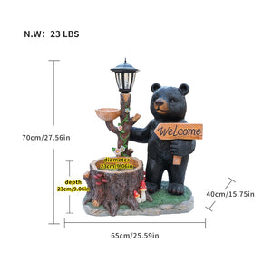 English Elm Decorative Polyresin Black Bear Solar Lantern Planter for Outdoor Garden Lawn W5398P487668