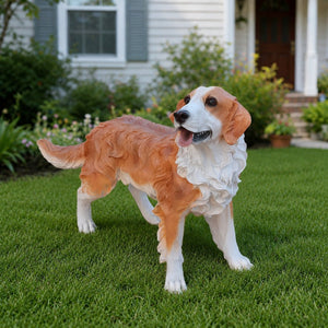 English Elm Lifelike Hound Dog Resin Sculpture Hand Painted Figurine for Garden Porch or Entryway W5398P496063
