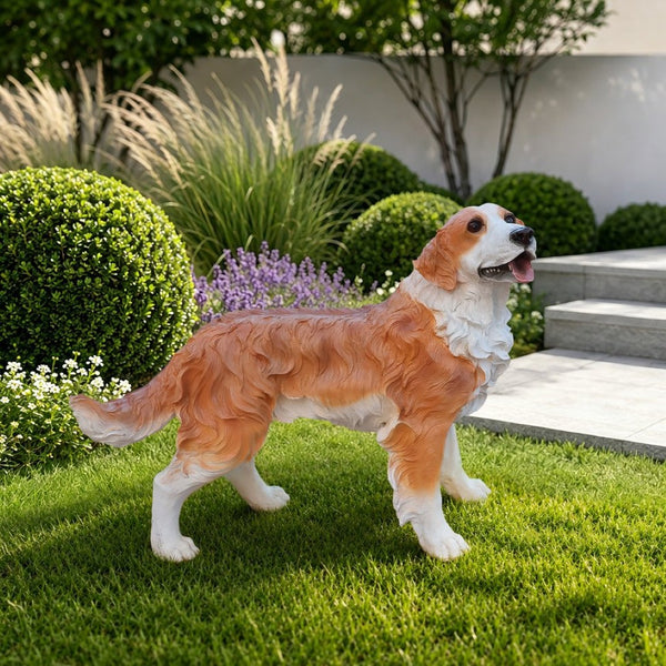 English Elm Lifelike Hound Dog Resin Sculpture Hand Painted Figurine for Garden Porch or Entryway W5398P496063