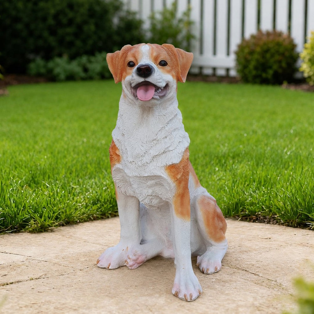 English Elm Lifelike Hound Dog Resin Statue Hand-painted Sculpture for Garden or Home Decor W5398P496064