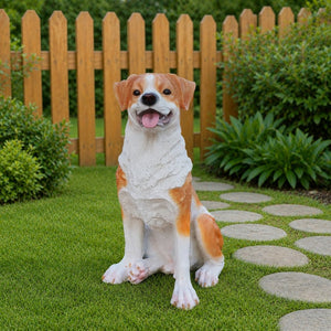 English Elm Lifelike Hound Dog Resin Statue Hand-painted Sculpture for Garden or Home Decor W5398P496064