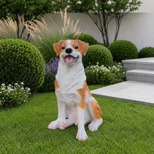 English Elm Lifelike Hound Dog Resin Statue Hand-painted Sculpture for Garden or Home Decor W5398P496064