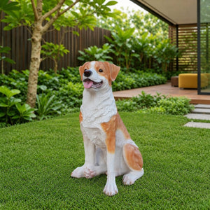 English Elm Lifelike Hound Dog Resin Statue Hand-painted Sculpture for Garden or Home Decor W5398P496064