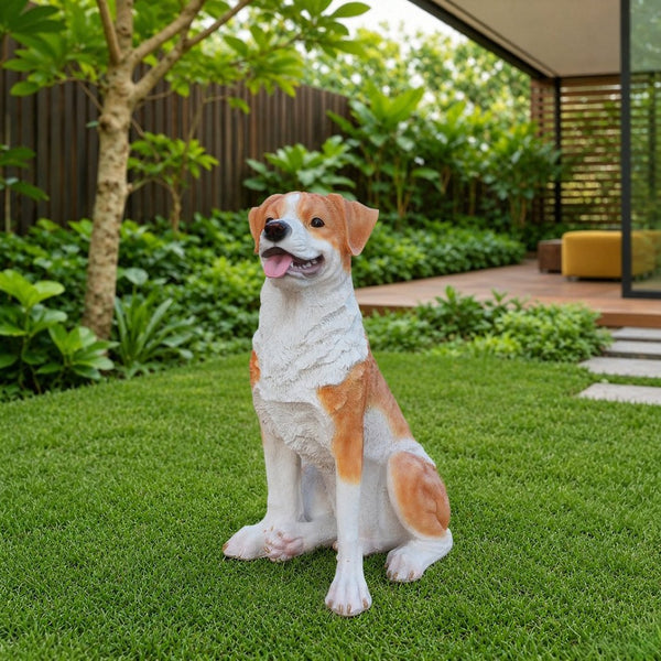 English Elm Lifelike Hound Dog Resin Statue Hand-painted Sculpture for Garden or Home Decor W5398P496064