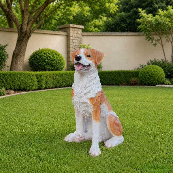 English Elm Lifelike Hound Dog Resin Statue Hand-painted Sculpture for Garden or Home Decor W5398P496064