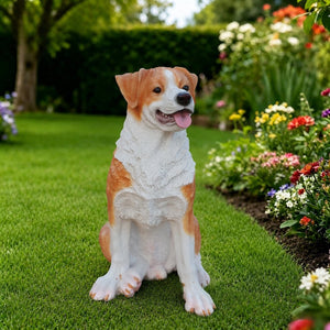 English Elm Lifelike Hound Dog Resin Statue Hand-painted Sculpture for Garden or Home Decor W5398P496064