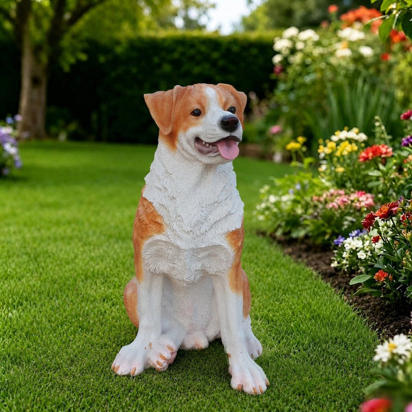 English Elm Lifelike Hound Dog Resin Statue Hand-painted Sculpture for Garden or Home Decor W5398P496064