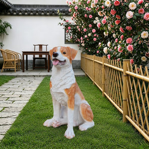 English Elm Lifelike Hound Dog Resin Statue Hand-painted Sculpture for Garden or Home Decor W5398P496064