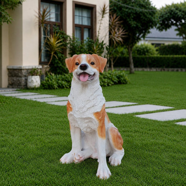 English Elm Lifelike Hound Dog Resin Statue Hand-painted Sculpture for Garden or Home Decor W5398P496064