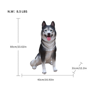 English Elm Lifelike Husky Statue Hand-Painted Resin Figurine for Garden Patio and Home Decor W5398P496066