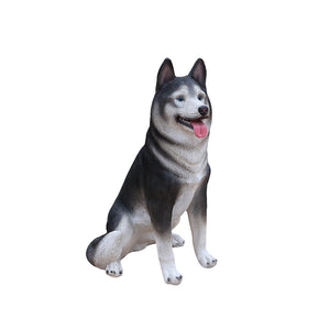 English Elm Lifelike Husky Statue Hand-Painted Resin Figurine for Garden Patio and Home Decor W5398P496066