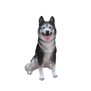 English Elm Lifelike Husky Statue Hand-Painted Resin Figurine for Garden Patio and Home Decor W5398P496066