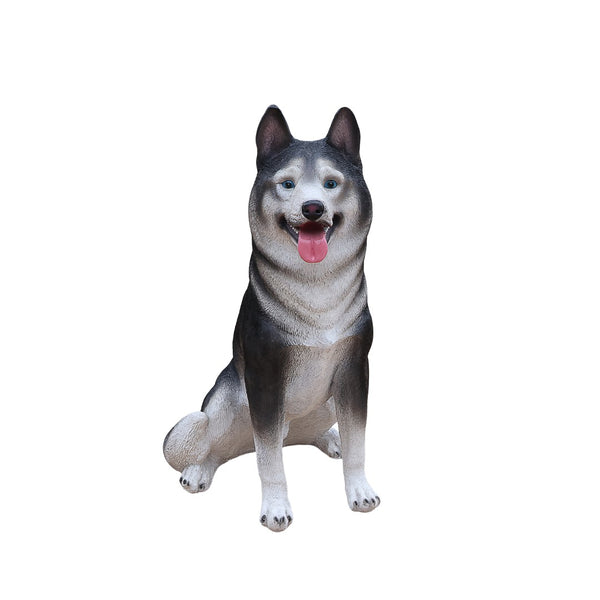 English Elm Lifelike Husky Statue Hand-Painted Resin Figurine for Garden Patio and Home Decor W5398P496066