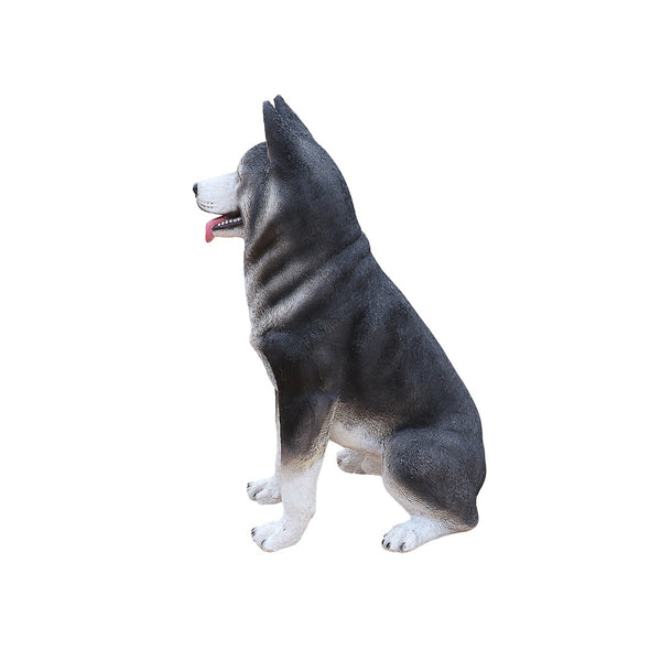 English Elm Lifelike Husky Statue Hand-Painted Resin Figurine for Garden Patio and Home Decor W5398P496066