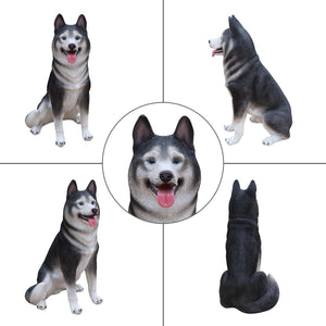 English Elm Lifelike Husky Statue Hand-Painted Resin Figurine for Garden Patio and Home Decor W5398P496066