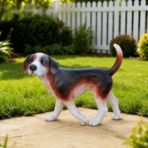 English Elm Lifelike Beagle Resin Figurine Hand-Painted Sculpture for Garden Patio or Home Display W5398P496068