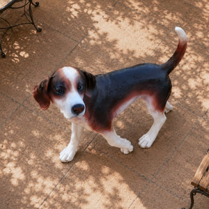 English Elm Lifelike Beagle Resin Figurine Hand-Painted Sculpture for Garden Patio or Home Display W5398P496068