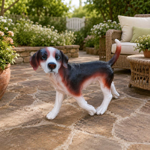 English Elm Lifelike Beagle Resin Figurine Hand-Painted Sculpture for Garden Patio or Home Display W5398P496068