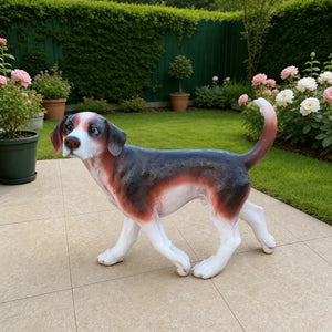 English Elm Lifelike Beagle Resin Figurine Hand-Painted Sculpture for Garden Patio or Home Display W5398P496068