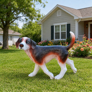 English Elm Lifelike Beagle Resin Figurine Hand-Painted Sculpture for Garden Patio or Home Display W5398P496068