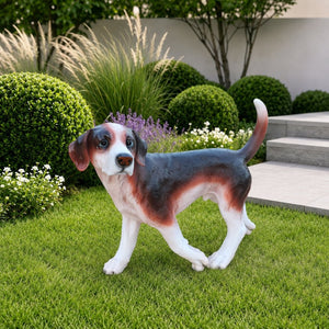 English Elm Lifelike Beagle Resin Figurine Hand-Painted Sculpture for Garden Patio or Home Display W5398P496068