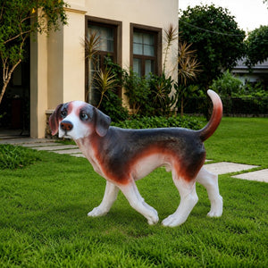 English Elm Lifelike Beagle Resin Figurine Hand-Painted Sculpture for Garden Patio or Home Display W5398P496068
