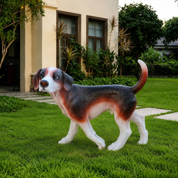 English Elm Lifelike Beagle Resin Figurine Hand-Painted Sculpture for Garden Patio or Home Display W5398P496068