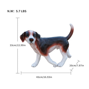 English Elm Lifelike Beagle Resin Figurine Hand-Painted Sculpture for Garden Patio or Home Display W5398P496068