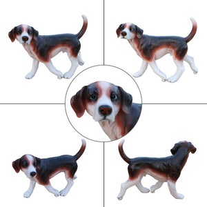 English Elm Lifelike Beagle Resin Figurine Hand-Painted Sculpture for Garden Patio or Home Display W5398P496068