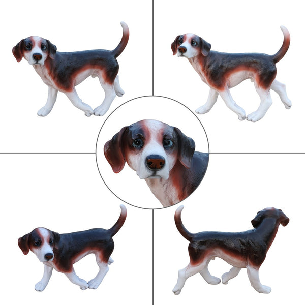 English Elm Lifelike Beagle Resin Figurine Hand-Painted Sculpture for Garden Patio or Home Display W5398P496068