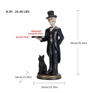 English Elm Halloween Skeleton Butler Resin Floor Statue Gothic Entryway Accent with Serving Tray W5398P520227