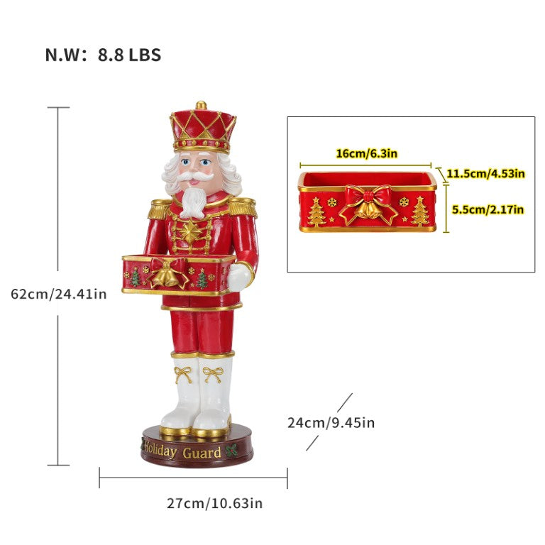 English Elm Christmas Nutcracker Guard Figurine with Front Tray Festive Holiday Mantel Accent W5398P554211