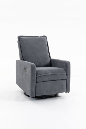English Elm Short Plush Swivel Accent Chair with Manual Recline for Living Room or Bedroom W547P492627