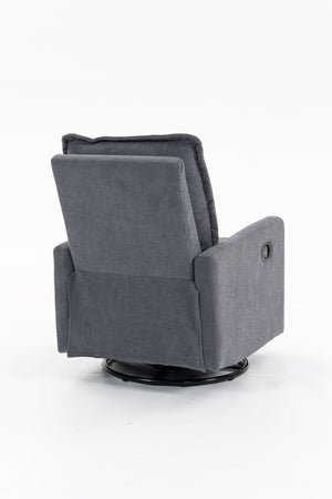 English Elm Short Plush Swivel Accent Chair with Manual Recline for Living Room or Bedroom W547P492627