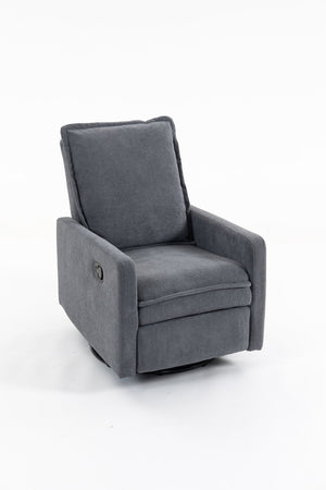 English Elm Short Plush Swivel Accent Chair with Manual Recline for Living Room or Bedroom W547P492627