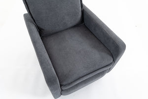 English Elm Short Plush Swivel Accent Chair with Manual Recline for Living Room or Bedroom W547P492627
