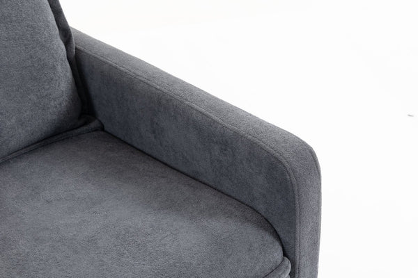English Elm Short Plush Swivel Accent Chair with Manual Recline for Living Room or Bedroom W547P492627