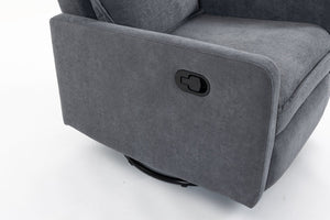 English Elm Short Plush Swivel Accent Chair with Manual Recline for Living Room or Bedroom W547P492627