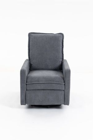 English Elm Short Plush Swivel Accent Chair with Manual Recline for Living Room or Bedroom W547P492627