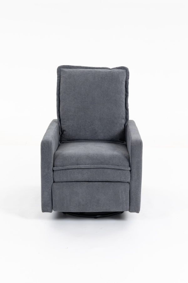 English Elm Short Plush Swivel Accent Chair with Manual Recline for Living Room or Bedroom W547P492627