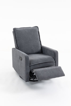 English Elm Short Plush Swivel Accent Chair with Manual Recline for Living Room or Bedroom W547P492627